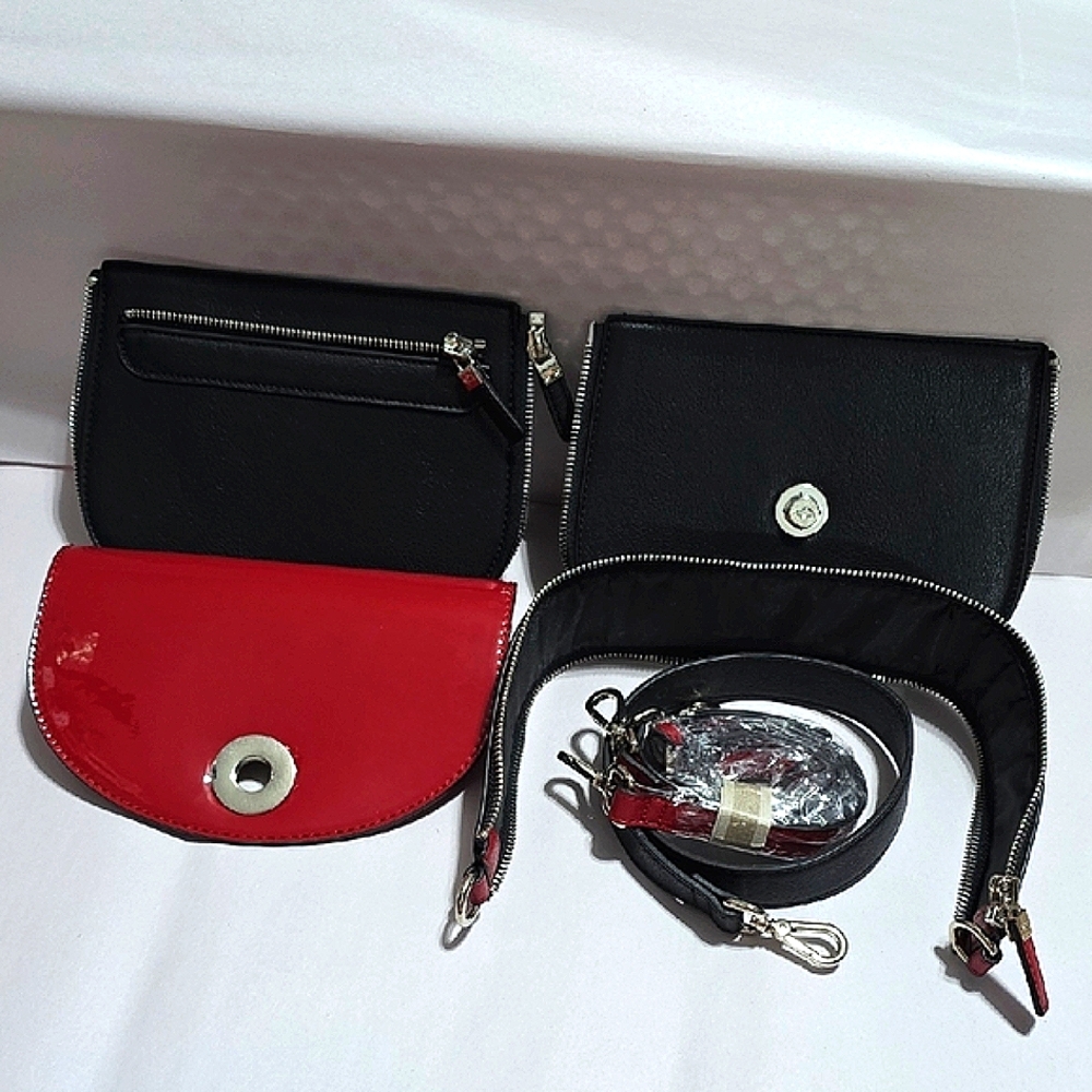 CARPISA Sophisticated Red and Black Hand/Crossbody Bag with Adjustable Strap - Picture 8 of 12